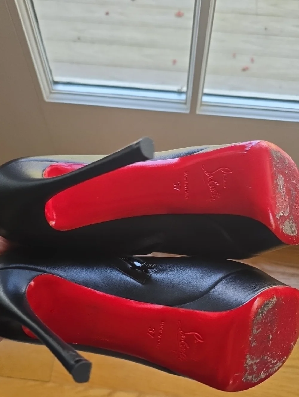 Black Leather High-Heel Platform Ankle Boots - Picture 4 of 6